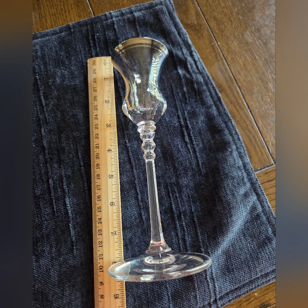 Pair Of Vintage Mikasa Silver Rimmed Taper Candle Holders